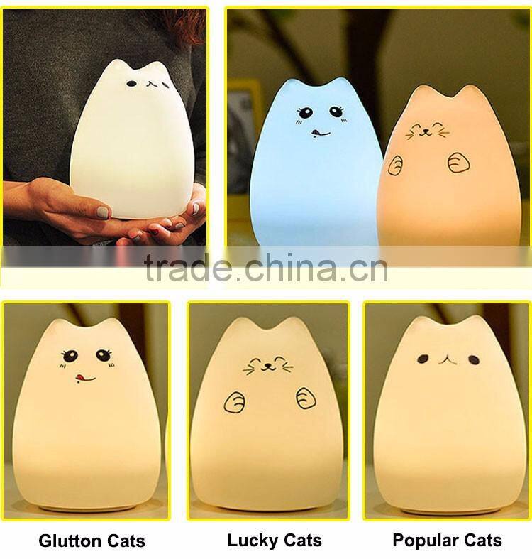 LED color changing silicone animal night light cat led light
