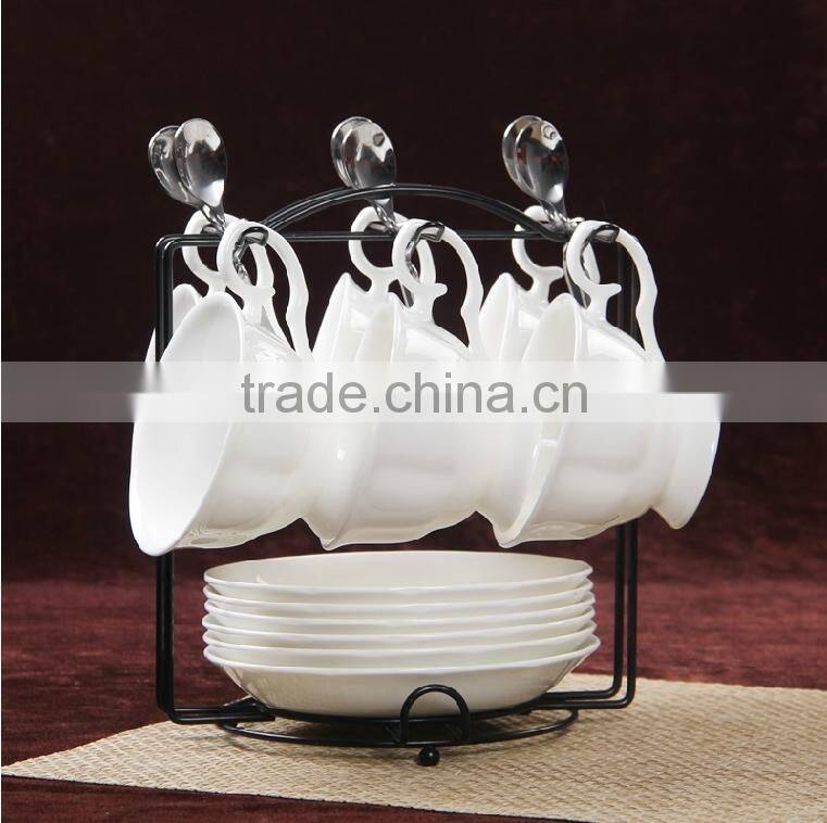 Tableware white porcelain cups and saucers, plain white porcelain cups and mugs