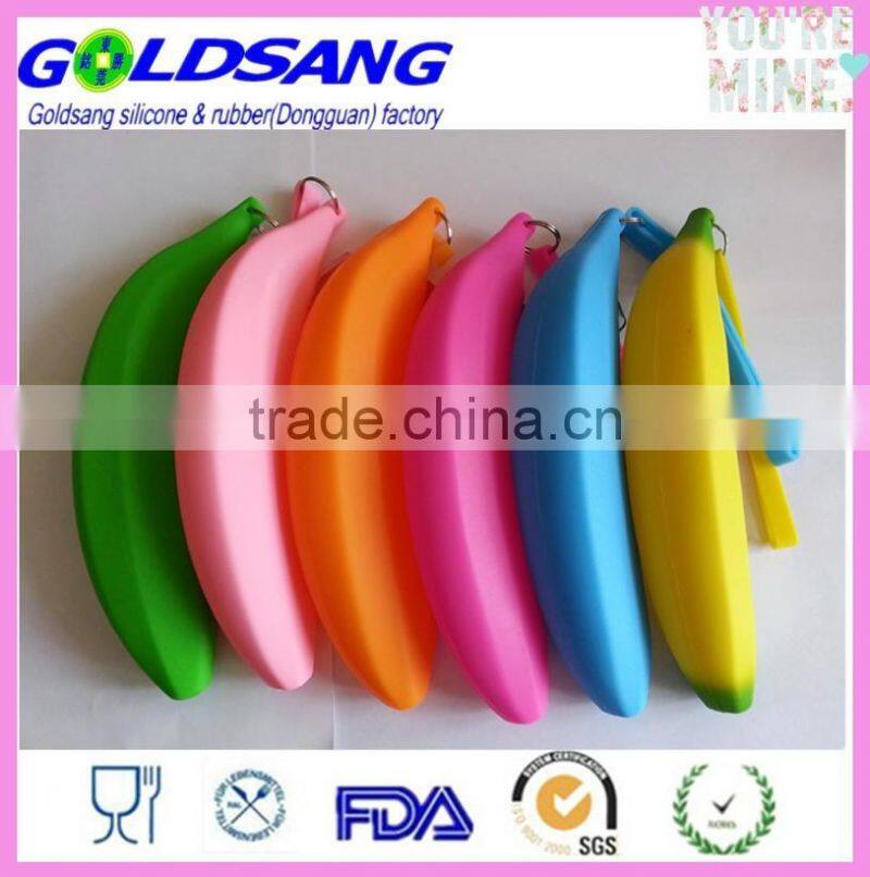 yellow color banana shape silicone pencil bag