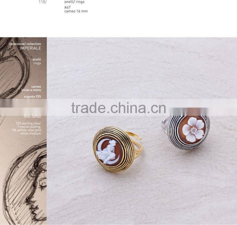 Alibaba Express Vintage Jewelry 925 Silver Rose Flower Cameo Earrings Made in Italy O38 cameo 13mm