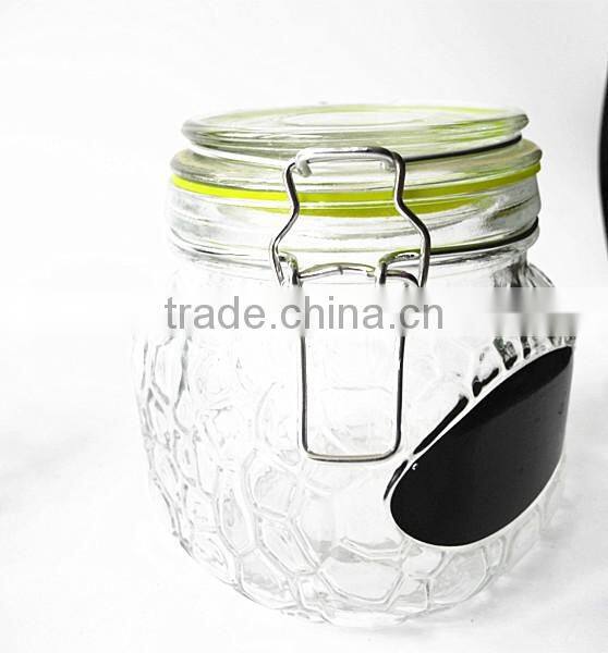 blackboard design clamp top lid glass jar with multi colored gaskets