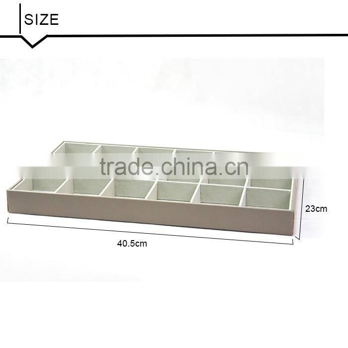 Hot Sale White Faux Leather Jewelry Accessory Organizer With 12 Compartments Cardboard