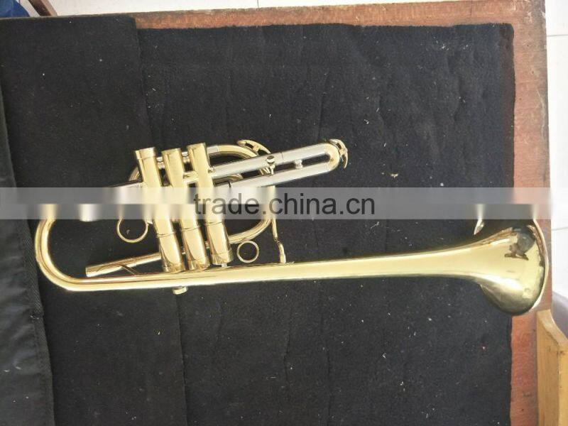 Gold lacquer marching brass musical instrument marching trumpet