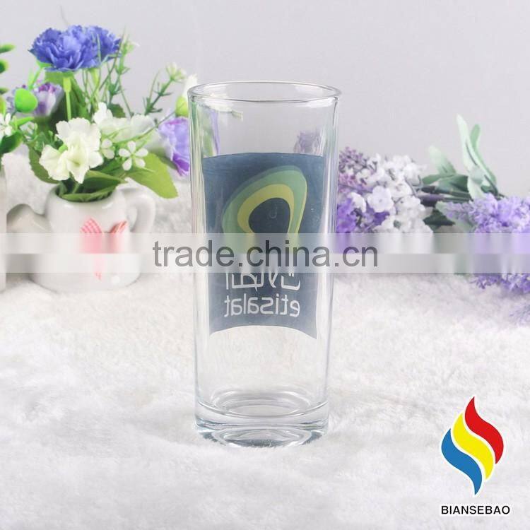 Custom logo printed clear cheap drinking glass cup, ice cream glass cup