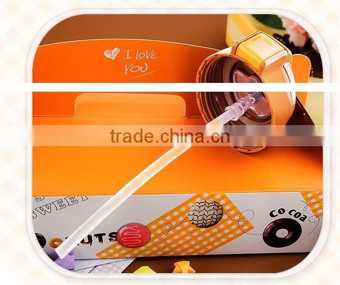 600ml 304 Stainless steel flask with straw kids water bottle