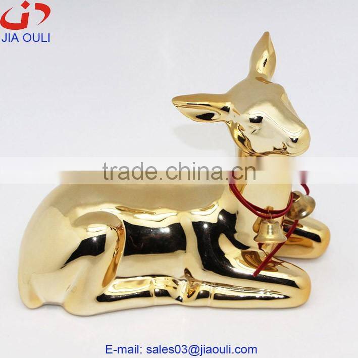 BSCI Certificate Factory Christmas decoration Gold Ceramic deer