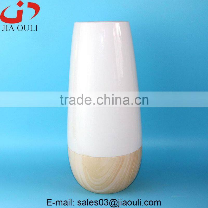 Hot sales ceramic wooden finish modern ceramic vases, home decor vase