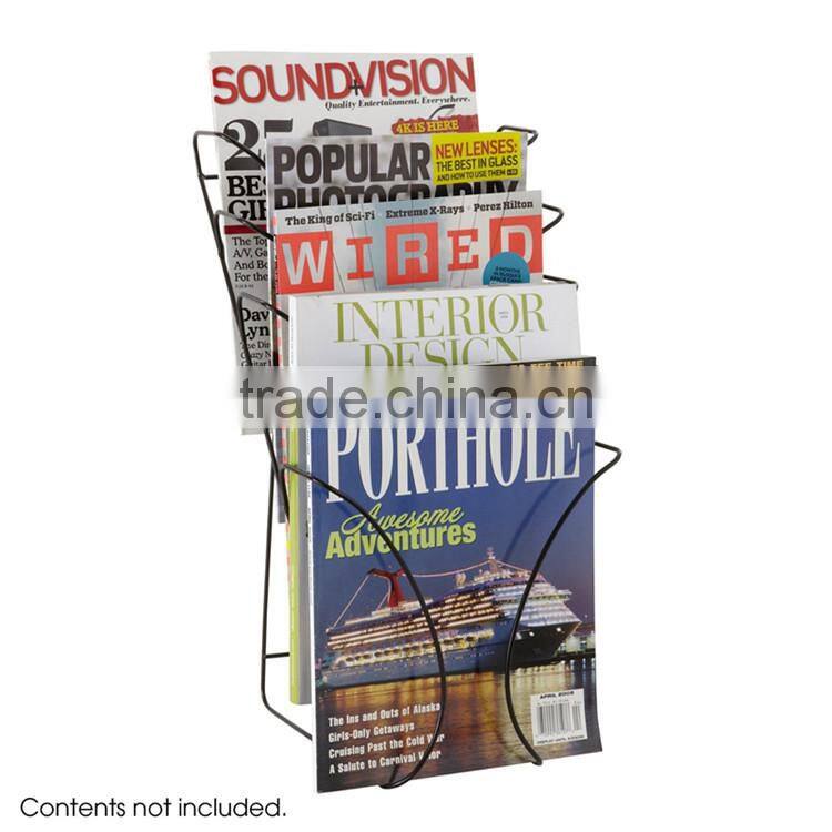 Hot sale floor standing black color metal magazine rack