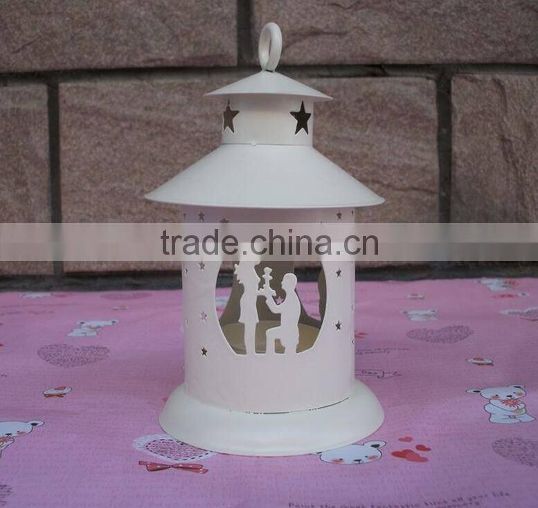 2017 morden wedding proposal house Style OEM Metal Lantern Candle Holders