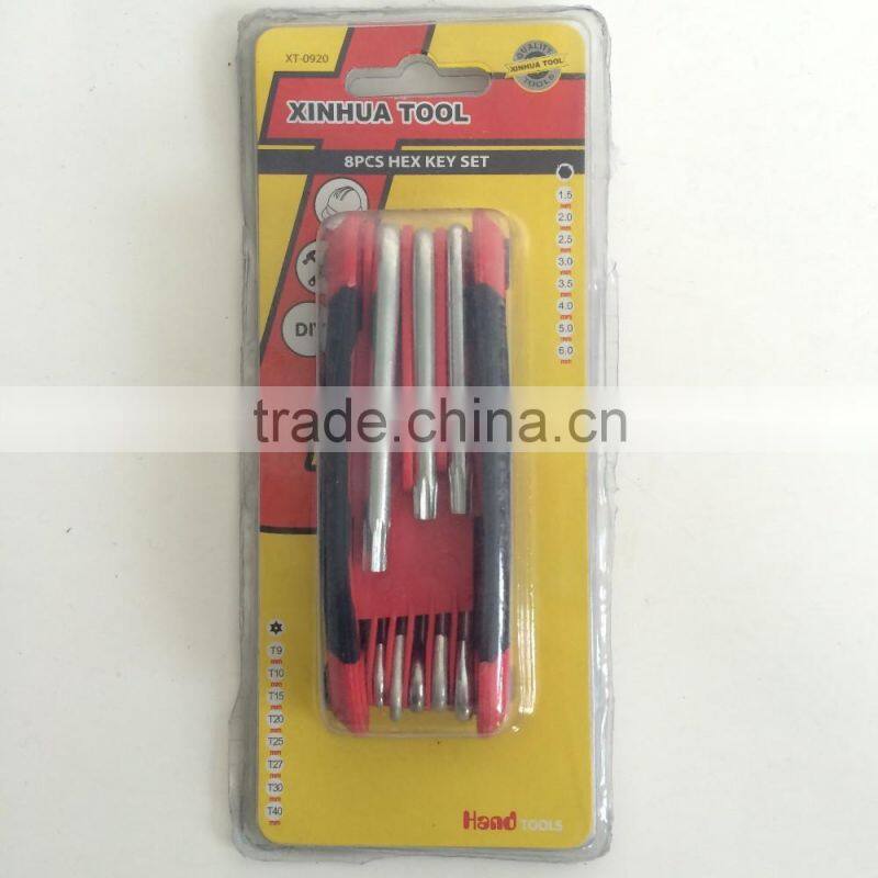 factory directly galvanization folding type 8PC allen wrench hex key hand tool set