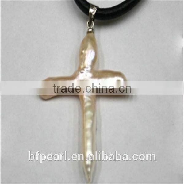 Wholesale 30*40mm Cross Shaped Freshwater Pearl Pendent