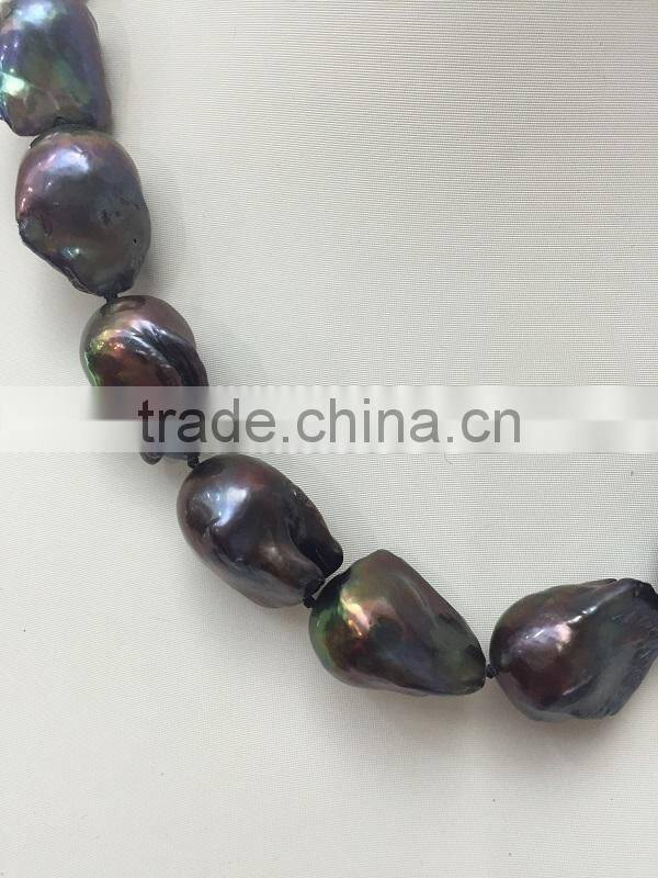 18-19 mm black baroque freshwater pearl necklace