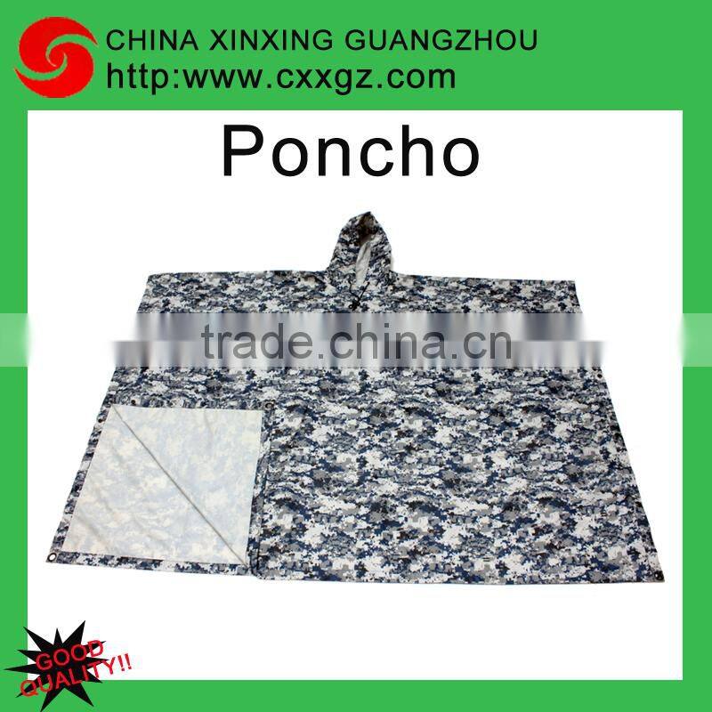 Re-usable durable olive green military rain poncho raincoat with polyester/nylon sale