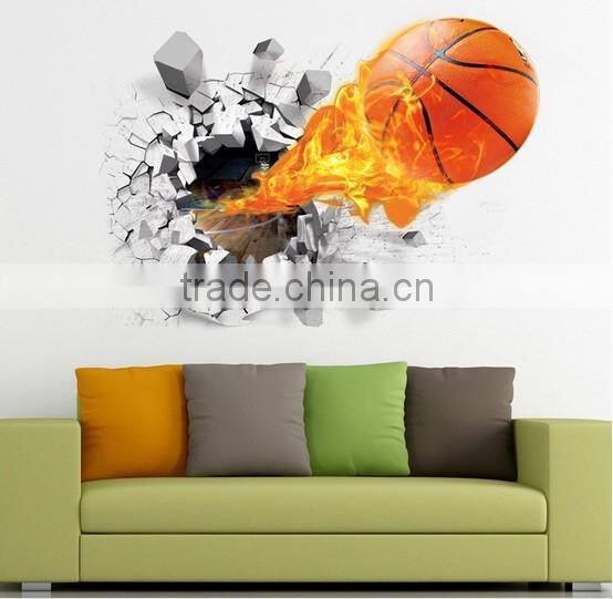 Creative Self Adhesive 3D Basketball Wall Paper for Kids' Room