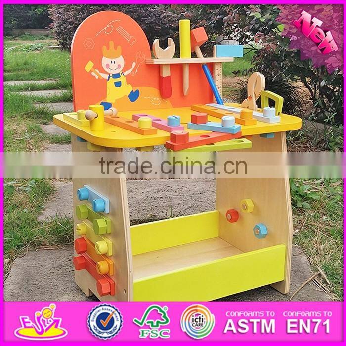Hot sale preschool toy wooden kids tool box best design intelligent diy wooden kids tool box W03D018