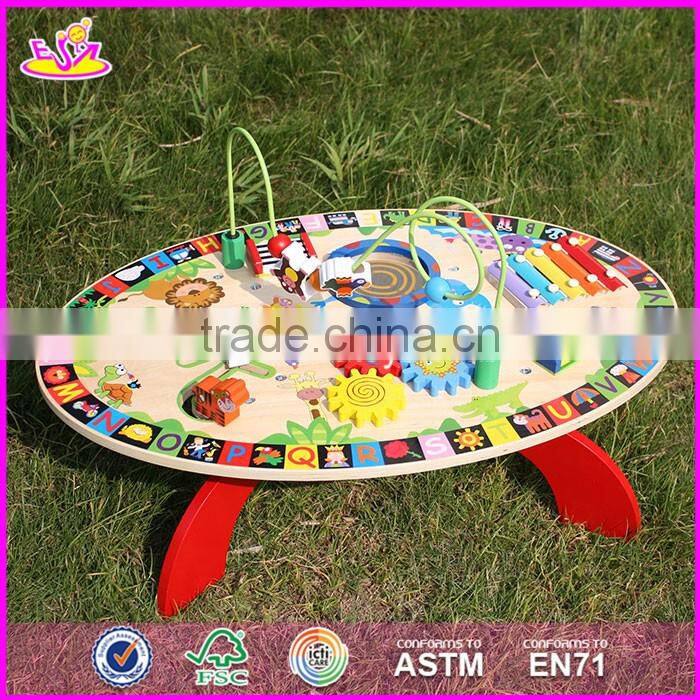 2017 New design multi-function toys wooden toddler activity table W12D065