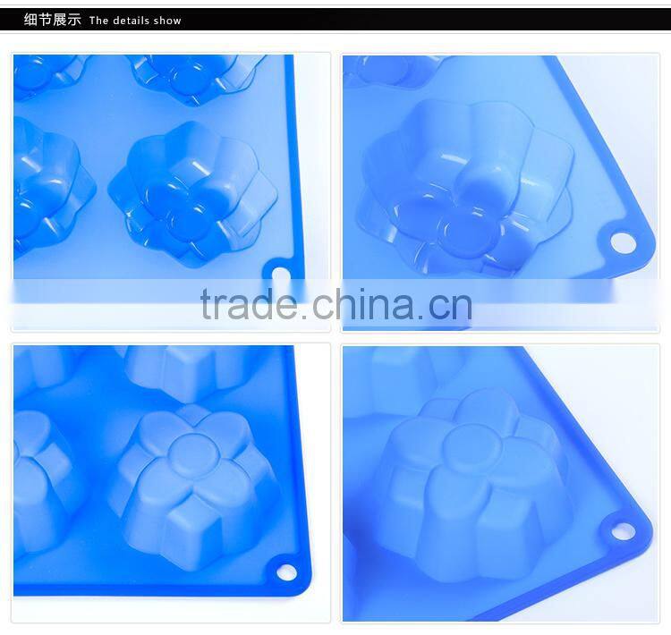 Decorative silicone cake mould lovely flower shaped six cake mould