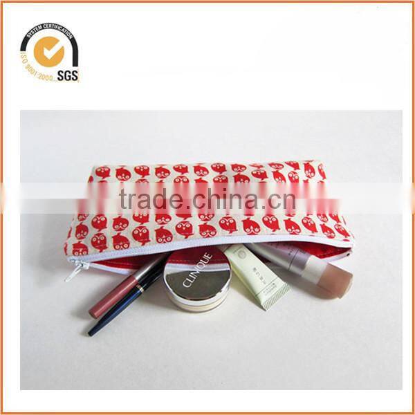 Leather and cotton canvas zipper pouch By Chiqun Donggaun CQ-H01059