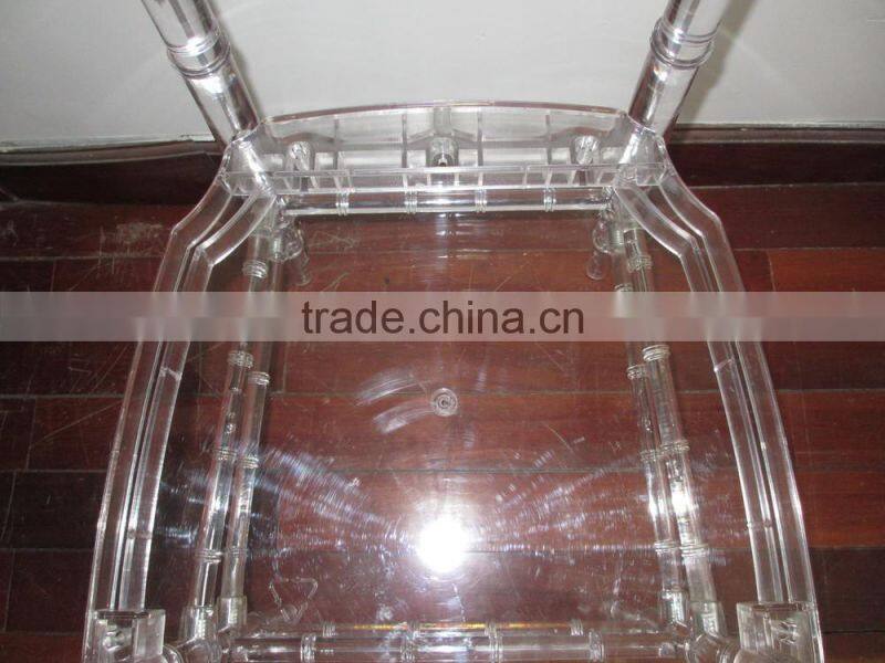 high quality clear resin wedding chairs tiffany with ivory cushions