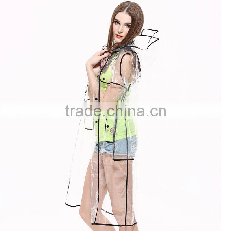 wholesale fashion transparent eva raincoat with good quality