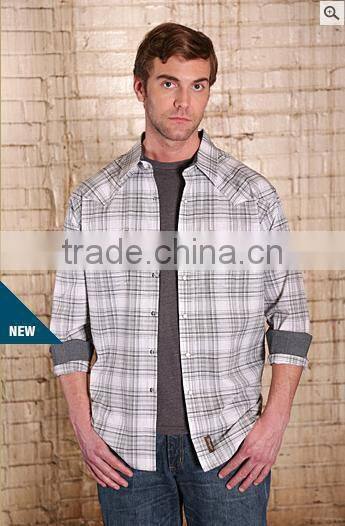 NEW ARRIVAL Long sleeve Hot Collar Plaid Shirt