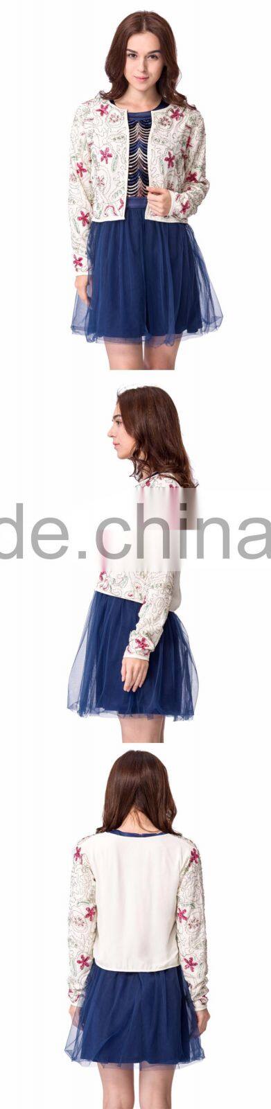 Domin fashion latest beading and sequin lady coat