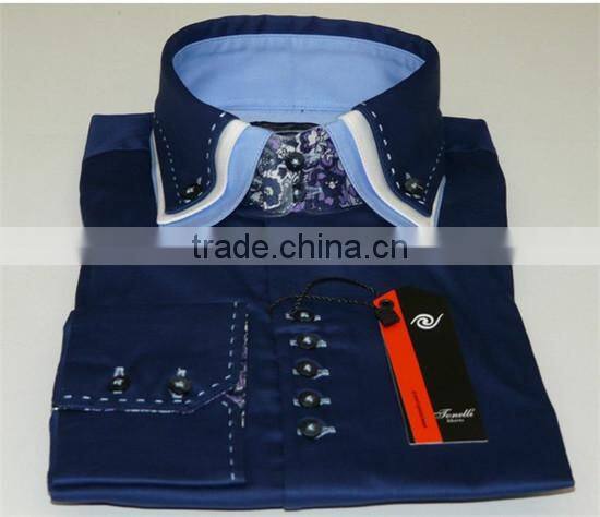 slim fit casual shirts for men shirt italian 100 cotton triple high collar man shirts