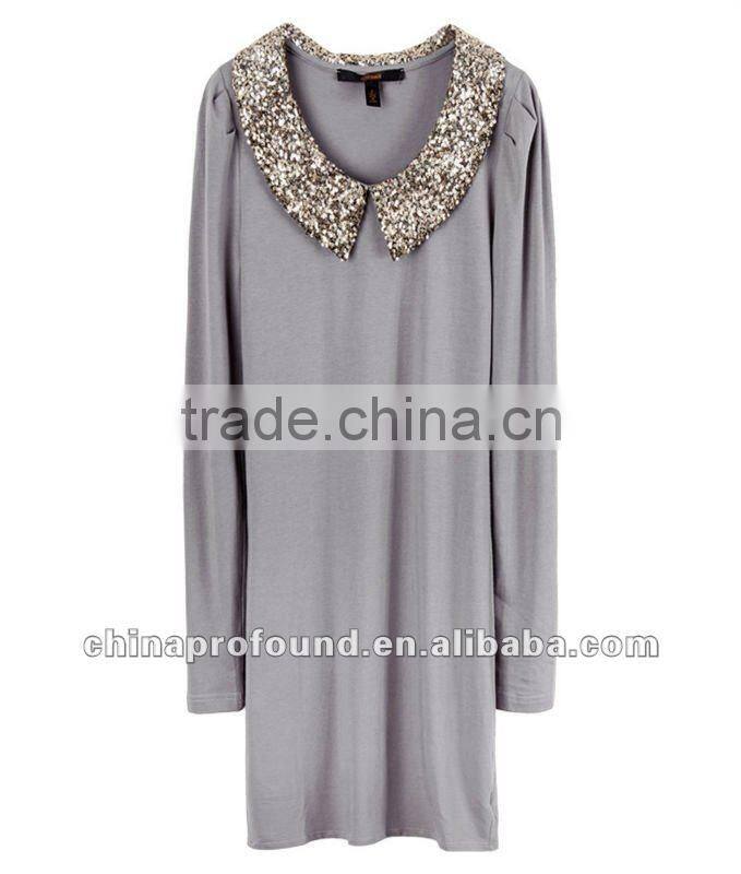 OEM customized ladies official glitter sequin plain long dress for women