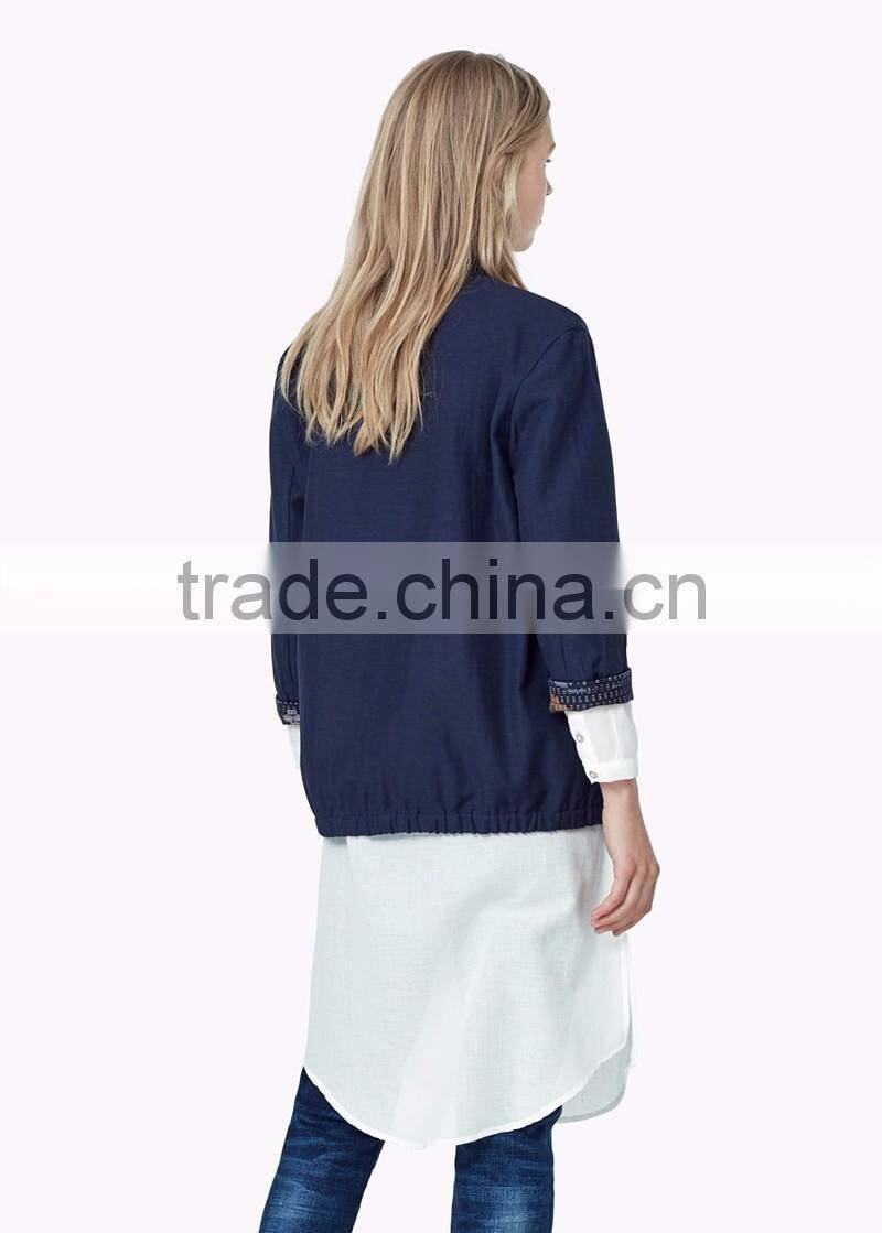 fashion welt pocket cotton jacket for women