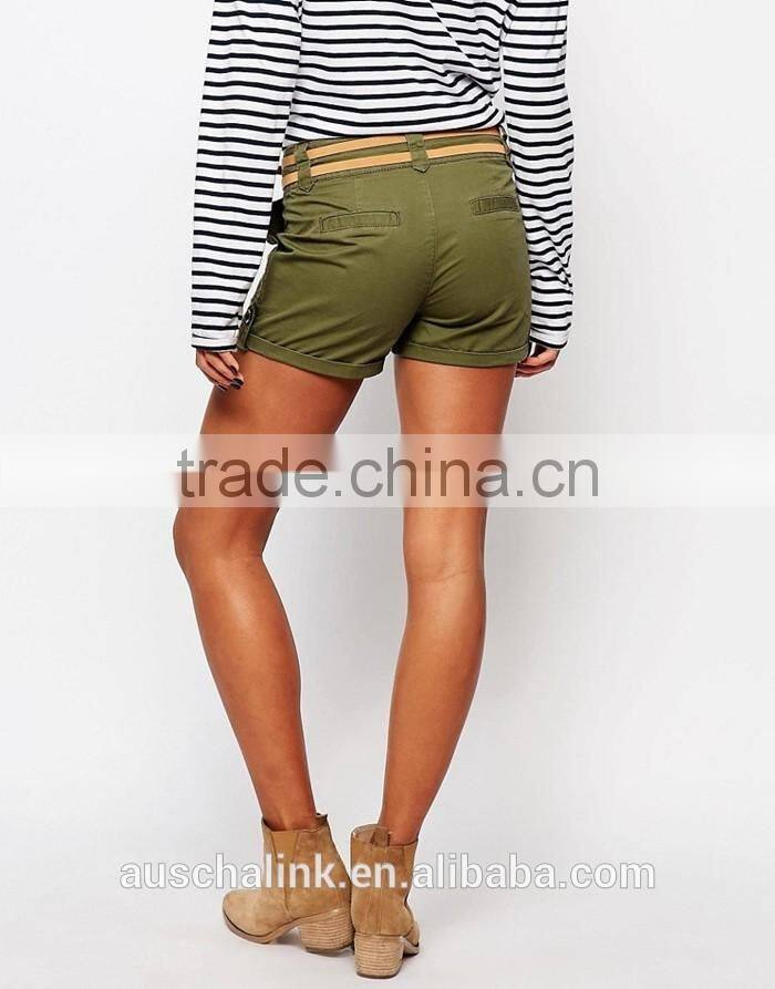 personalized wholesale women belted cargo shorts on sale