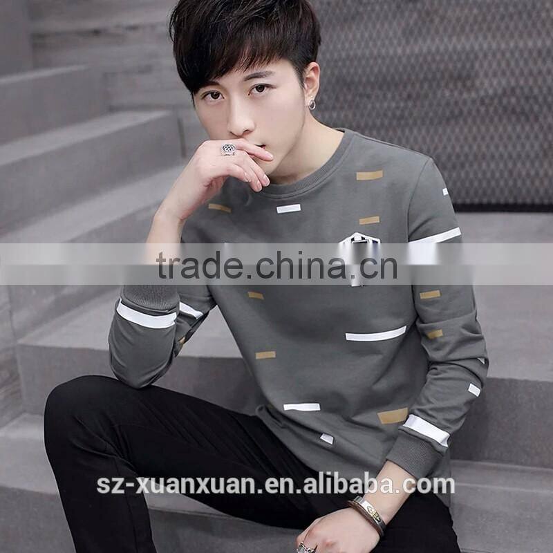 Men gender fashion o-neck long sleeve hoody with plain pattern