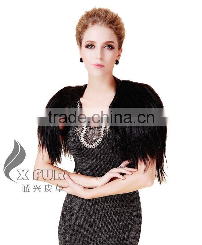 CX-B-19 Hot Sale Fashion Lady Women Mongolian Lamb Fur Shawl For Evening Dress