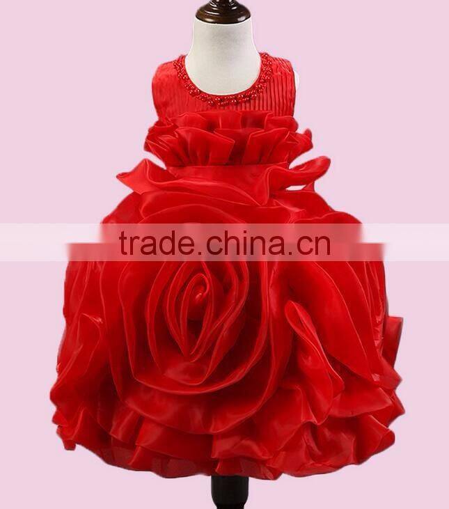 Hot Sale Little Girl Flower Shape Party Dress Lace Princess Kids Dress One Piece Prom Dress With Low MOQ