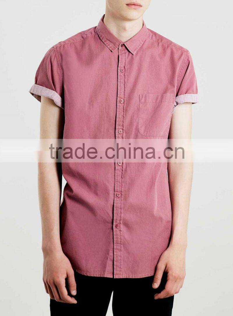 man short sleeve blank casual wear shirt for sale
