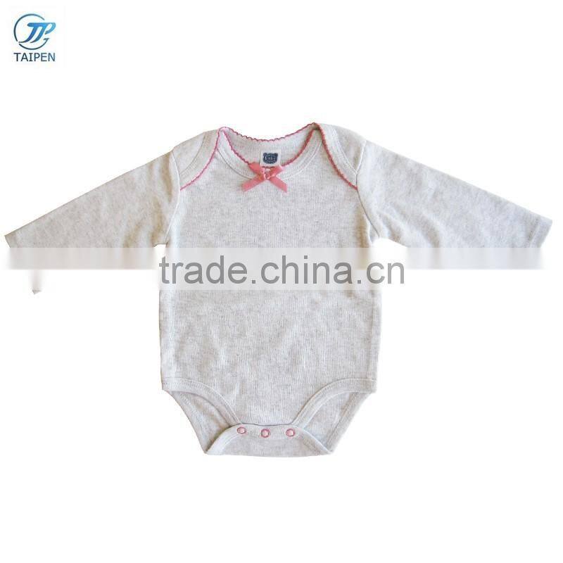 2017 Spring Baby Girls Clothes Solid Gray Newborn Baby Bodysuit With A Bow On The Neck Girls Baby Romper