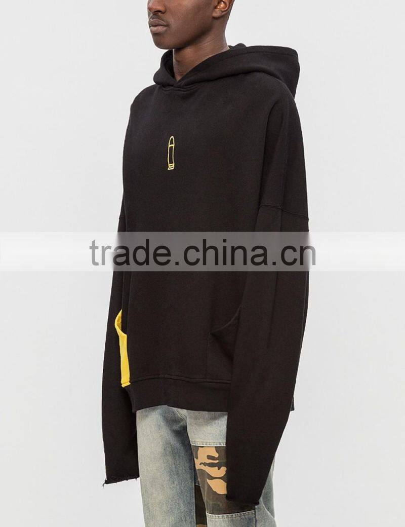 2017 wholesale new design black double pocket sweatshirt hoodie pullover