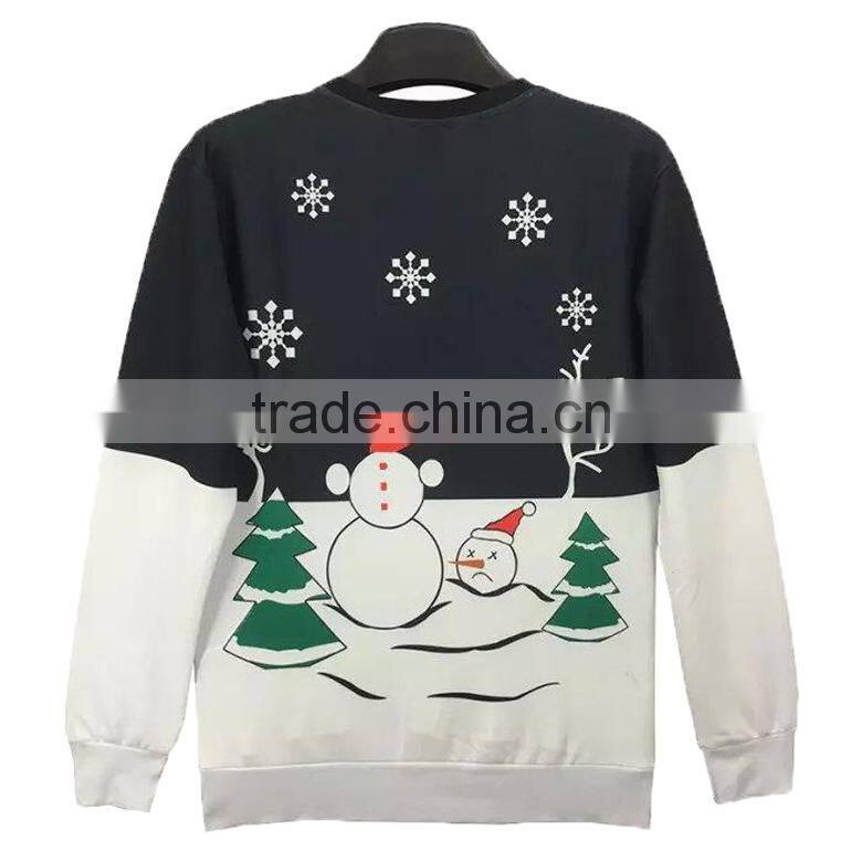 black white long sleeve snowman printed pullover ladies xmas christmas ugly sweater