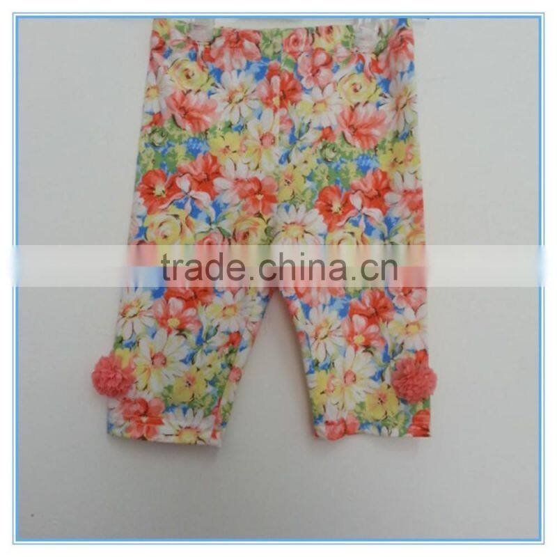Wholesale custom super comfortable cotton fabric girl's floral leggings Stretch colorful pants trousers