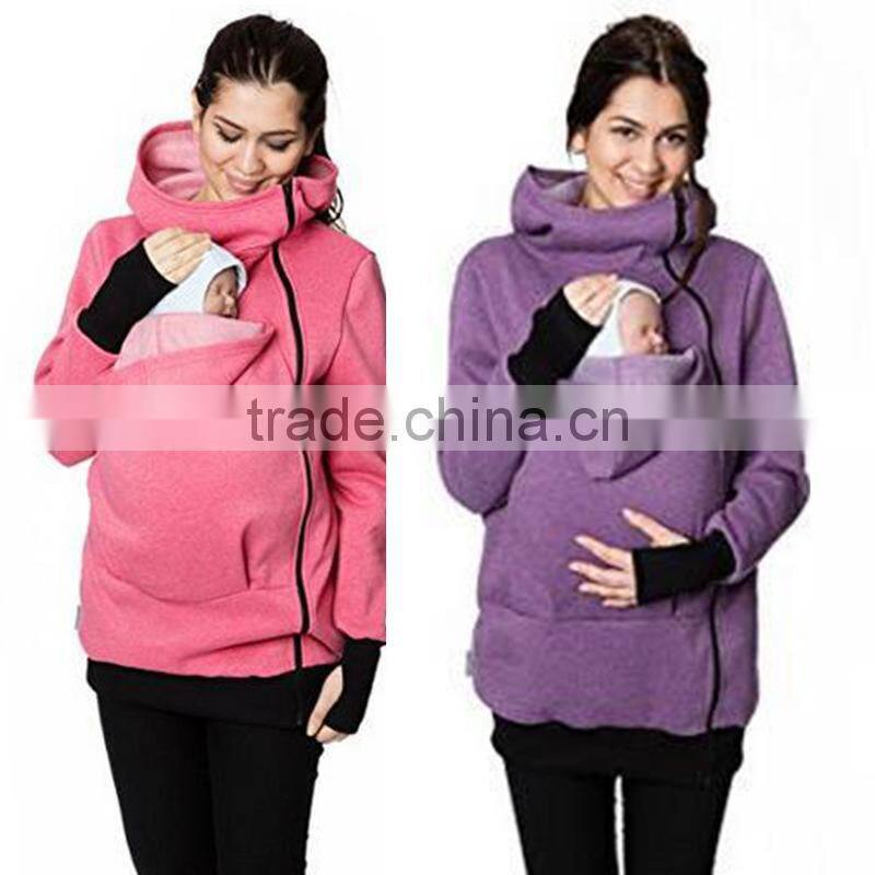 Baby Carrier Hoodie Kangaroo Warm Maternity Outerwear Coat Pregnant Zipper Coat