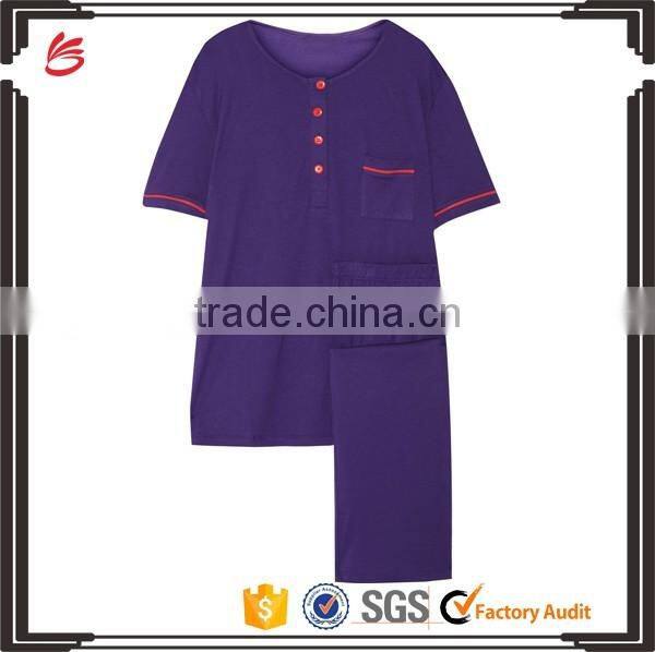 Wholesale Best Selling Women's Sleepwear Lace-Trimmed Stretch Jersey Pajamas Set