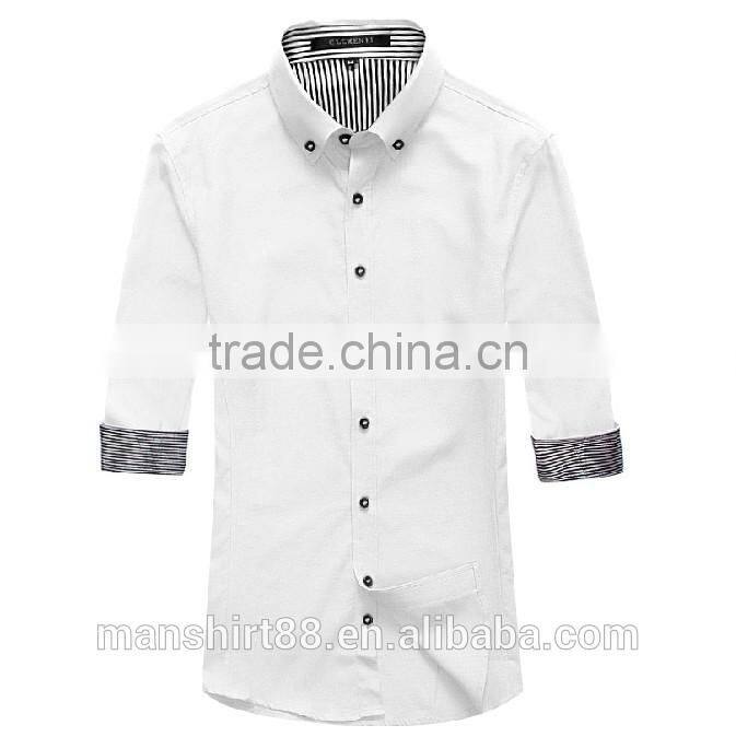 2016 button down collar men's 3/4 sleeve oxford shirt