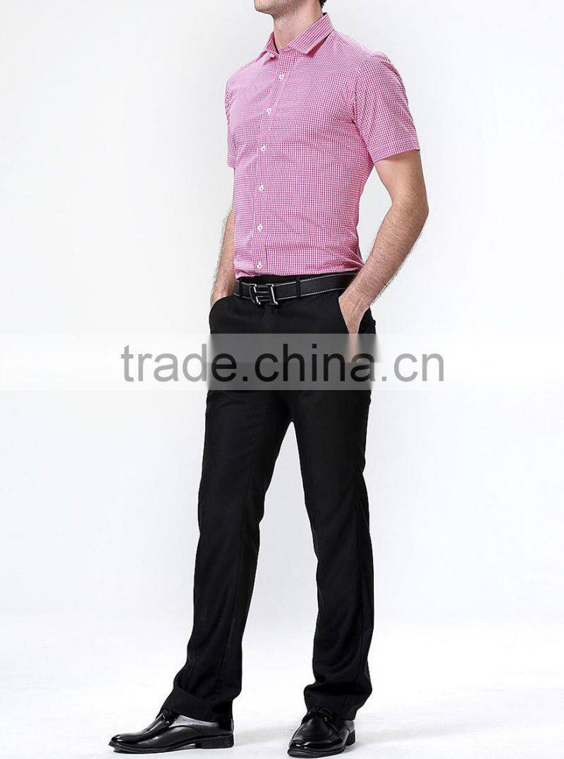 2017 new fashion short sleeve gingham/ check men's fancy casual shirt