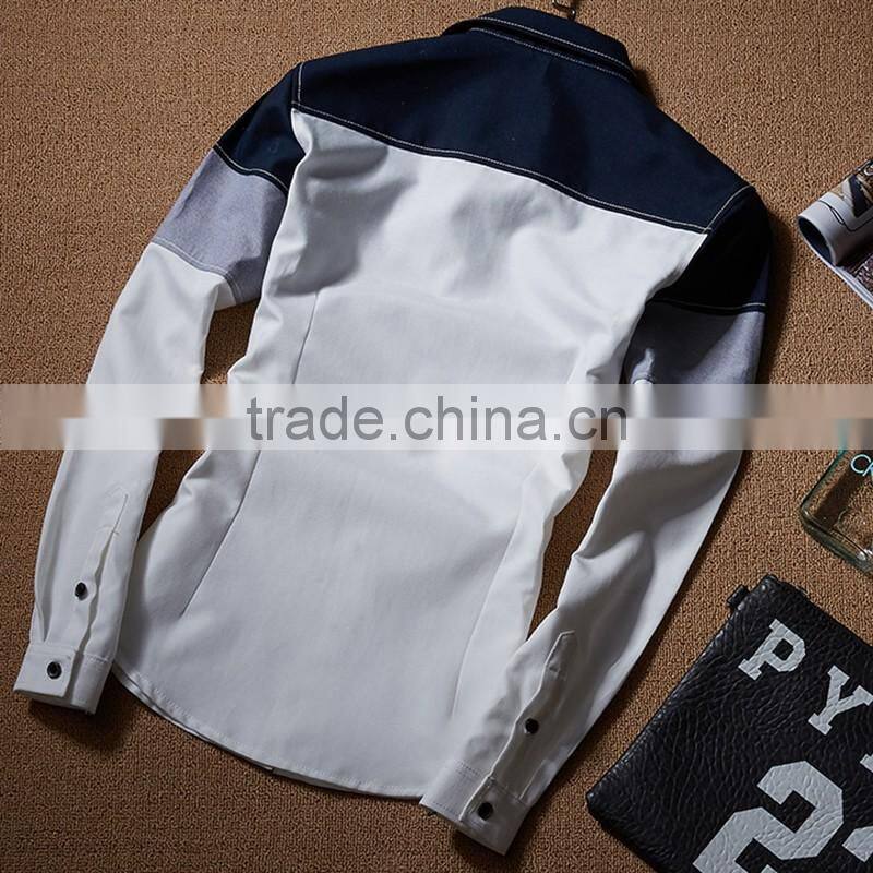 Autumn men leisure Oxford spinning young men long sleeve shirt joining together of men's shirts