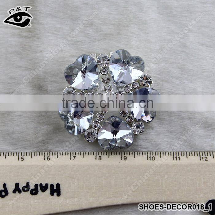 Shiny Flower Shaped Crystal Rhinestone Ornament Accessories with metal clip for high heel shoe wedding shoes