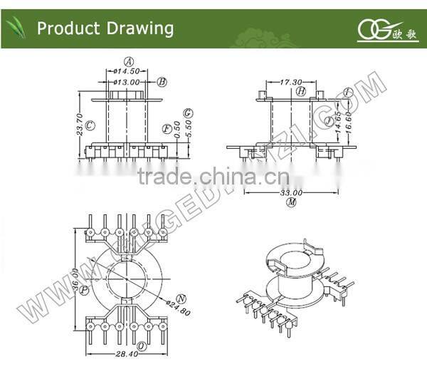 RM12 vertical bobbin pin6+6 220v 24v high voltage transformer bobbin for mosquito killer