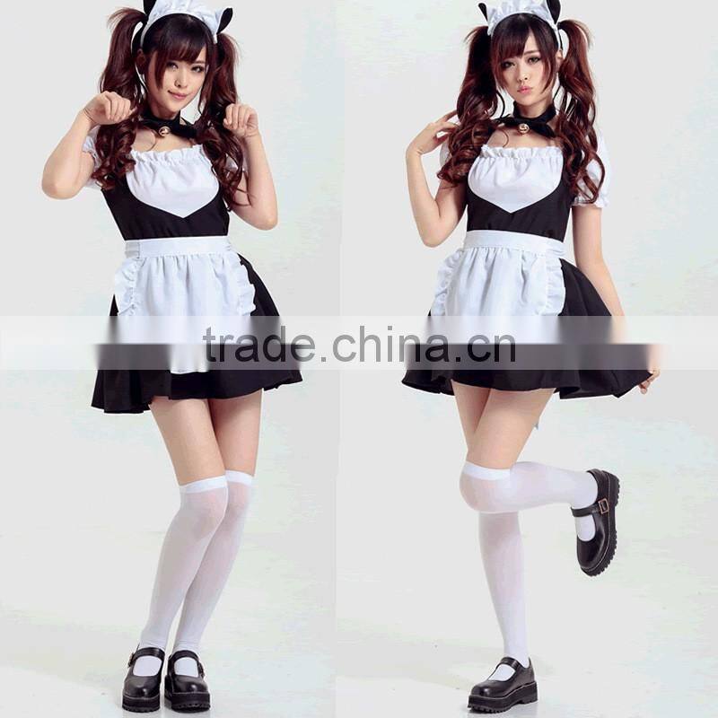 white and black irregular long Witch Costume Cosplay dress for Halloween costumes