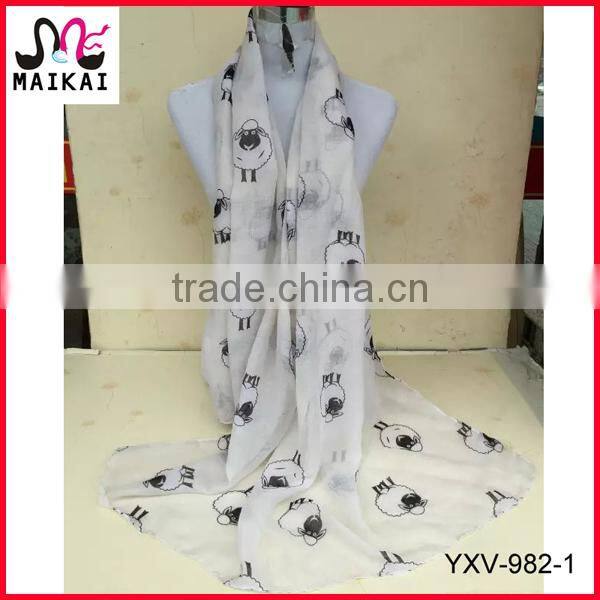 Beautiful girls penguin print animal scarf