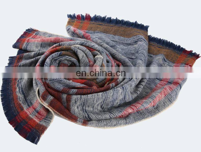 Europe And America Warm Winter Blue Stripe Jacquard Stripe Scarf