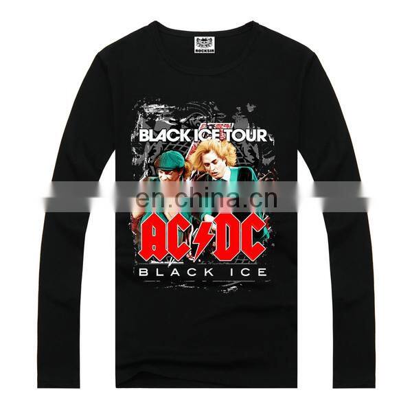 Rock cotton long sleeve shirt,t shirt screen printing,bulk t shirt printing