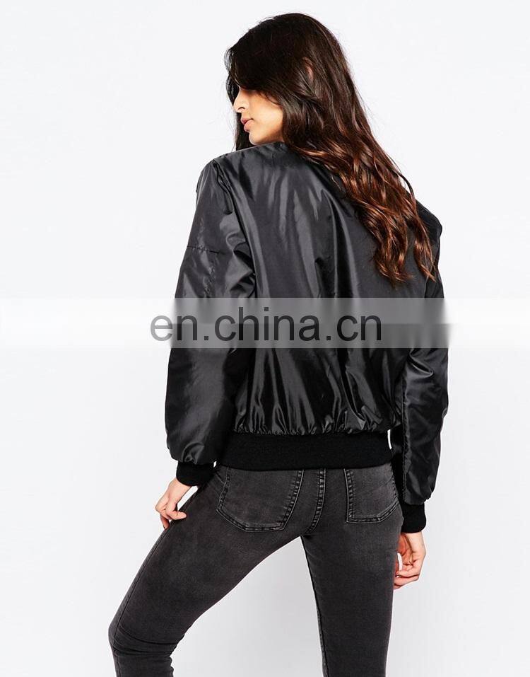 New fashion shiny Ribbed bomber jacket for women in life